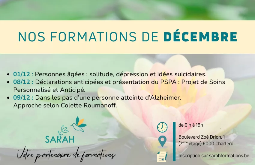 Formations organisées au centre de formation SARAH asbl à Charleroi