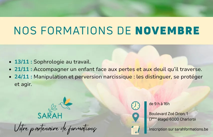 Formations organisées au centre de formation SARAH asbl à Charleroi