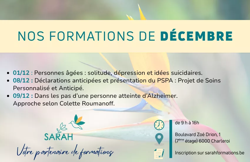 Formations organisées au centre de formation SARAH asbl à Charleroi